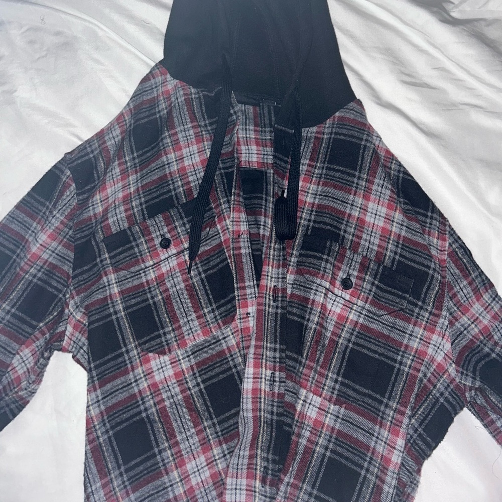 Burnside Men’s Button Front Flannel Hoodie